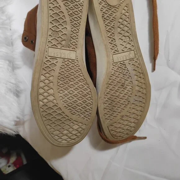 CRASH Faux Fur Lined Lace Up Winter Sneakers Brown Women’s Size 7.5 - Picture 4 of 6